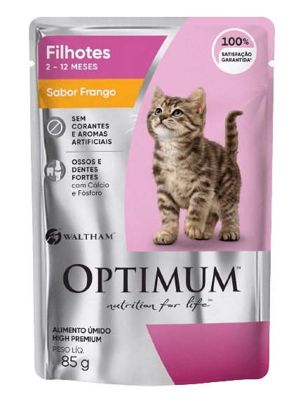 Ração Úmida para Gatos Optimum Sachê Filhote Frango 85g