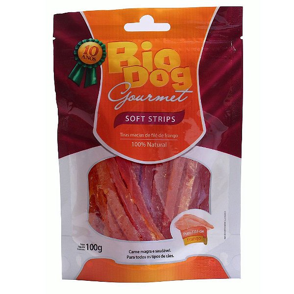 BioDog Gourmet Soft Strips sabor Frango 100g