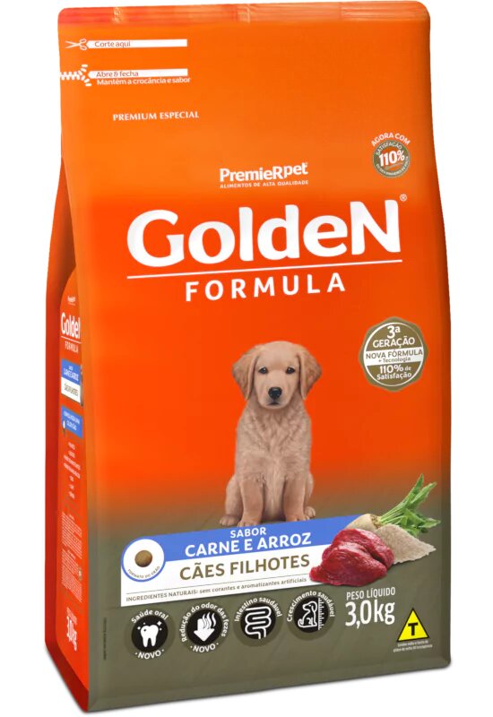 Ração para Cães Golden Fórmula Filhote Raças Pequenas sabor Carne e Arroz