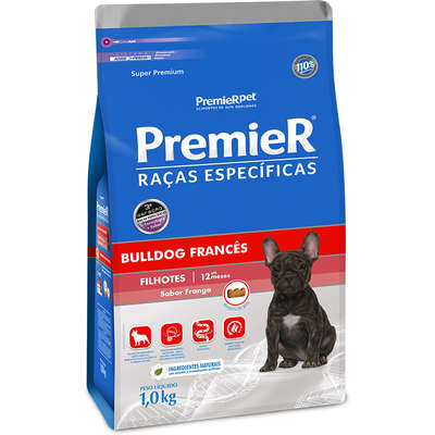 Ração para Cães Premier Raças Específicas Filhote Bulldog Francês Sabor Frango