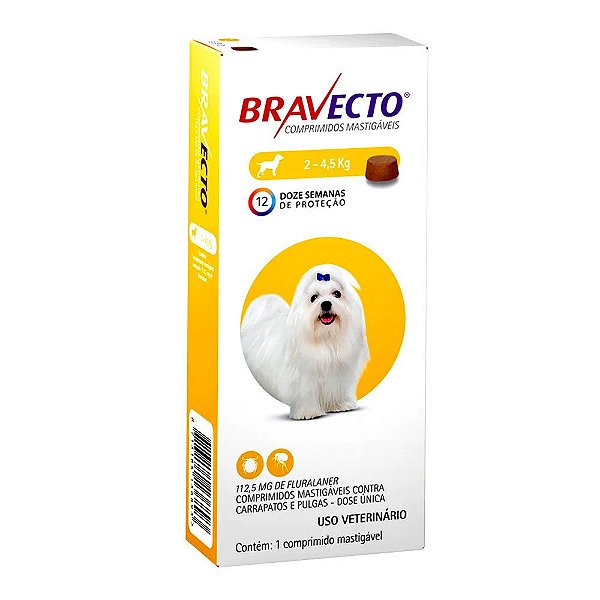 Antipulgas e Carrapatos Bravecto Comprimido para Cães de 2 a 4,5kg