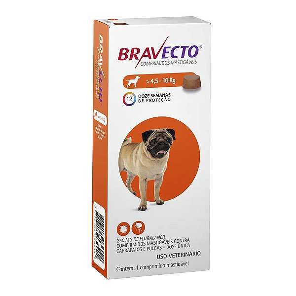 Antipulgas e Carrapatos Bravecto Comprimido para Cães de 4,5 a 10kg