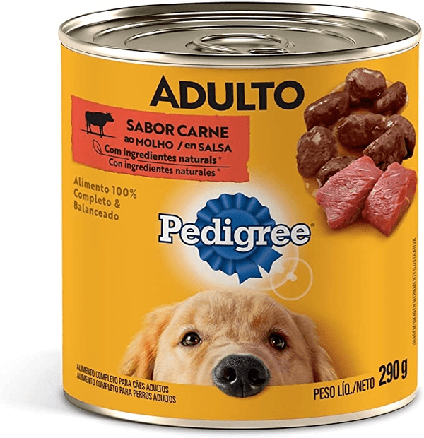 Ração Úmida para Cães Pedigree Lata Adulto Carne Ao Molho 290g