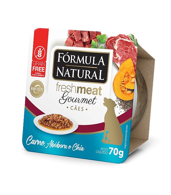 Ração Úmida para Cães Fórmula Natural Fresh Meat Gourmet Cães Carne, Abóbora e Chia 70g