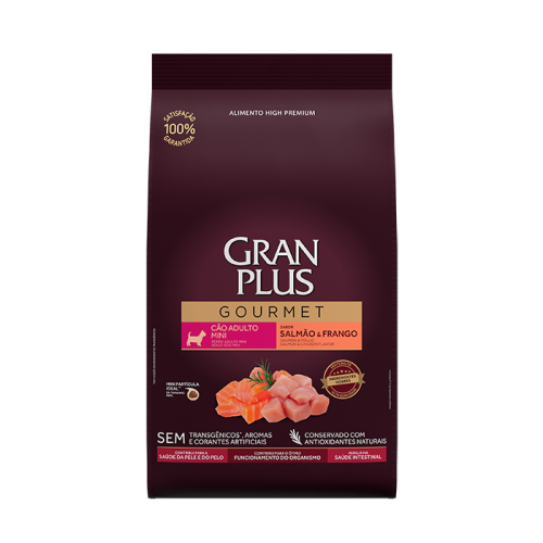 Ração para Cães Gran Plus Gourmet Cães Adultos Raças Pequenas Salmão e Frango