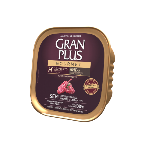 Ração Úmida para Cães Gran Plus Gourmet Patê Cães Adultos Ovelha 300g