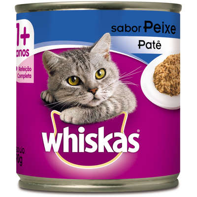 Ração Úmida para Gatos Whiskas Lata Adulto Peixe Patê 290g