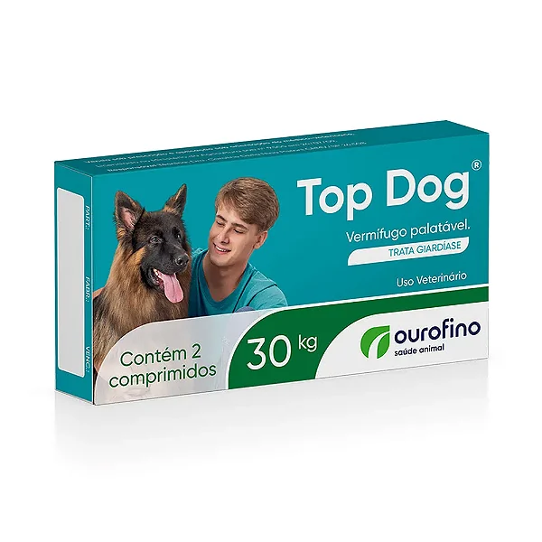 Vermífugo para Cães Top Dog 30kg - 2 Comprimidos
