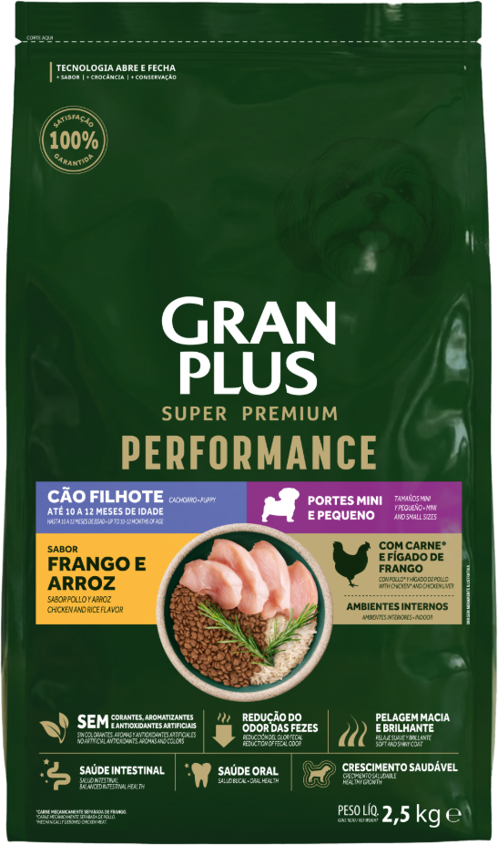 Ração para Cães Gran Plus Performance Filhotes Raças Minis e Pequenas Frango e Arroz