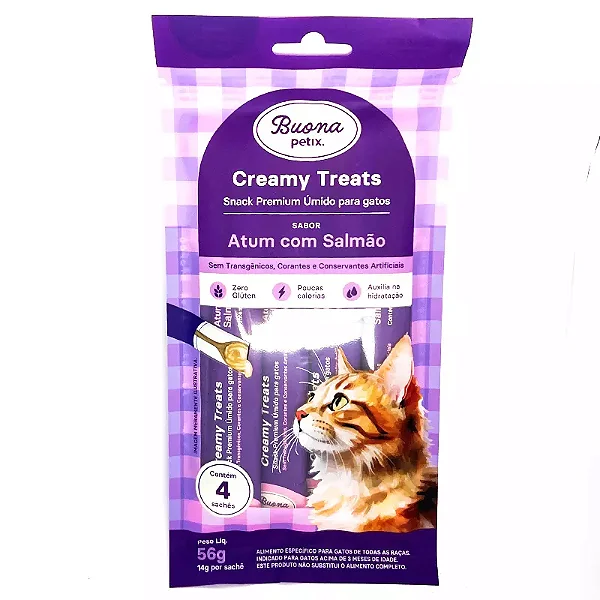 Petisco Úmido para Gatos Buona Petix Atum com Salmão 56g