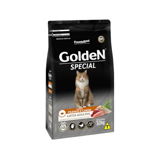Ração para Gatos Golden Gatos Special Adultos sabor Frango e Carne 3kg