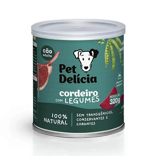 Ração Úmida para Cães Pet Delícia Cordeiro com Legumes 320g
