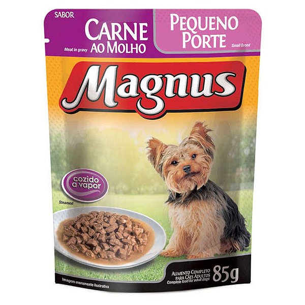 Magnus Sachê para Cães Adultos de Pequeno Porte sabor Carne ao Molho 85g