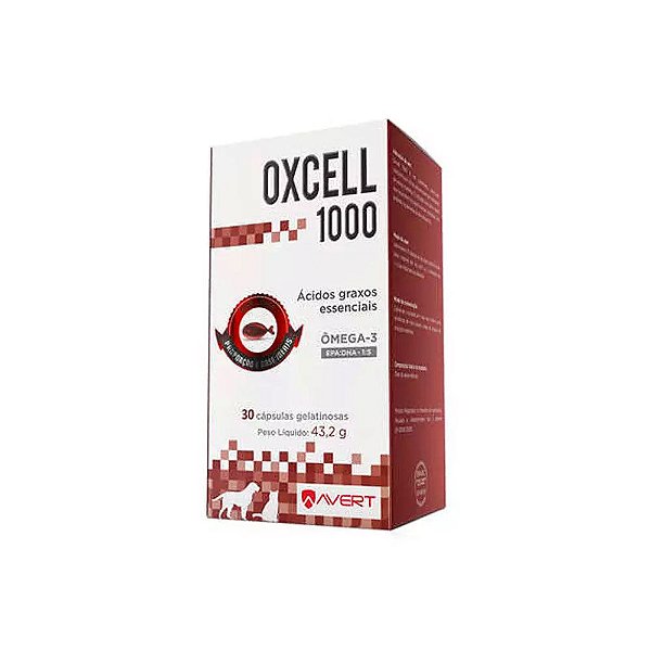 Suplemento Oxcell 1000 para Cães e Gatos Avert - 30 Cápsulas