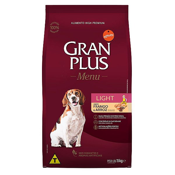 Ração para Cães Adultos Gran Plus Light sabor Frango e Arroz 15kg