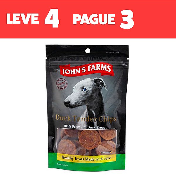 Petisco para Cães John's Farms Chips de Peito de Pato 100g