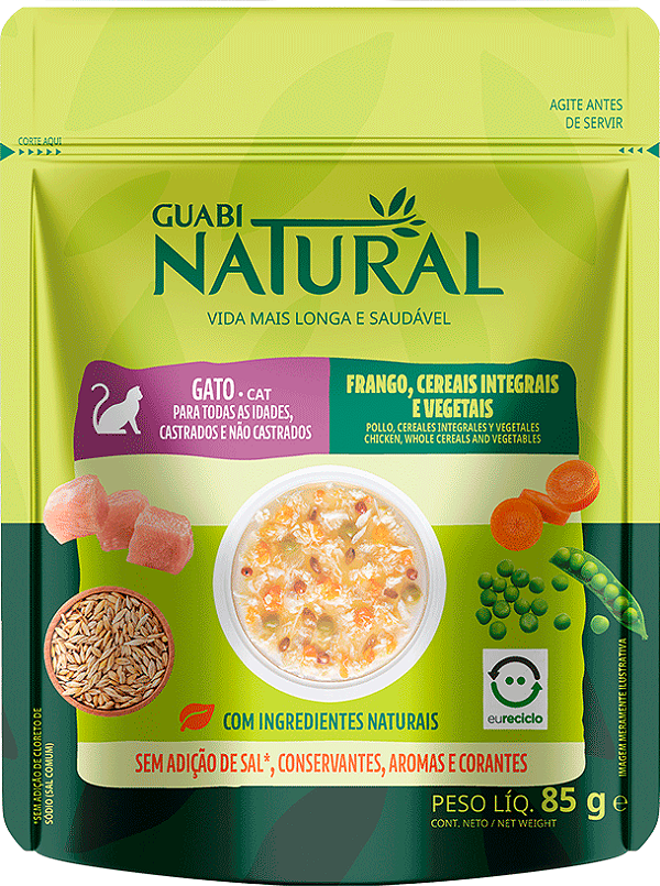 Ração Úmida para Gatos Guabi Natural Gatos Sache Adulto Frango 85g