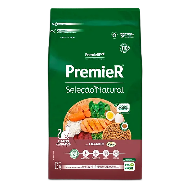 Ração para Gatos Premier Gatos Seleção Natural Adultos Frango Korin