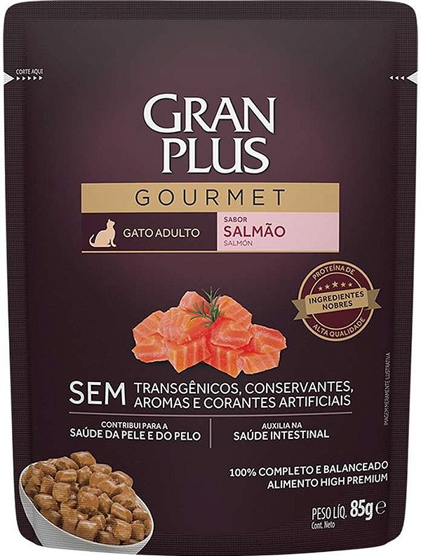 Ração Úmida para Gatos Gran Plus Gourmet Sache Gatos Adulto Salmão 85g