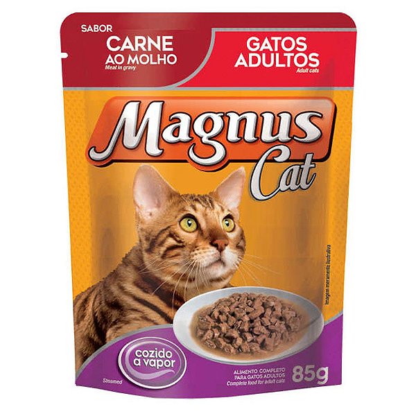 Ração Úmida para Gatos Adultos Magnus Sache Carne ao Molho 85g