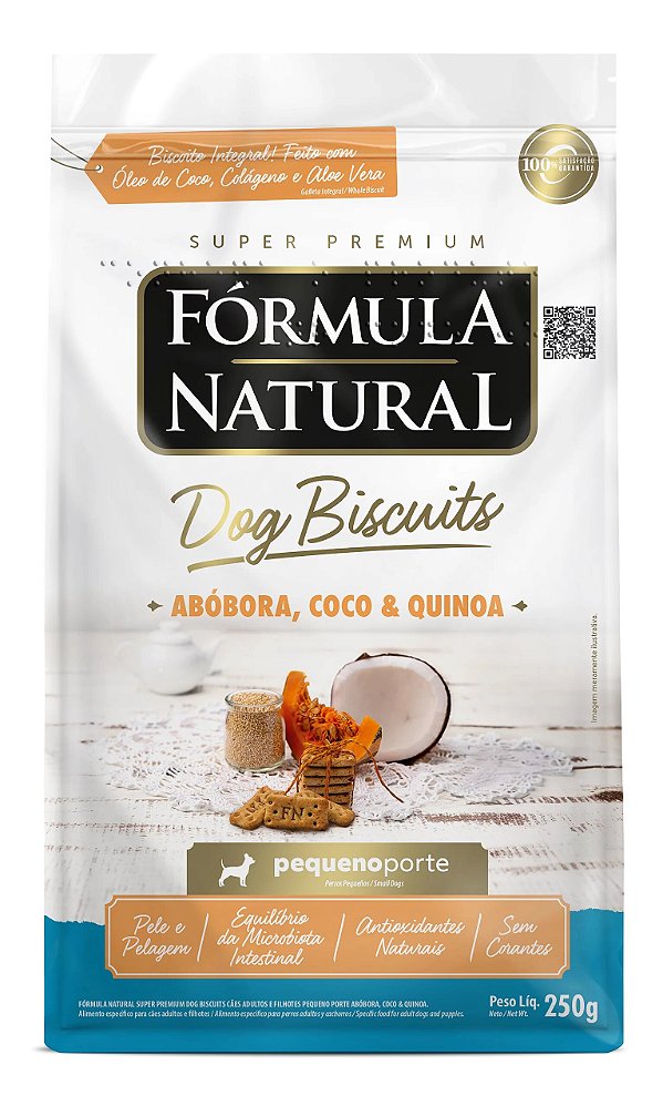 Biscoito para Cães Fórmula Natural Dog Biscuits Abóbora, Coco e Quinoa Adultos Pequeno Porte 250g