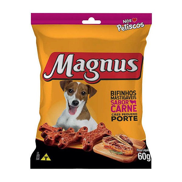 Magnus Bifinho Mastigável para Cães Adultos de Pequeno Porte sabor Carne 60g