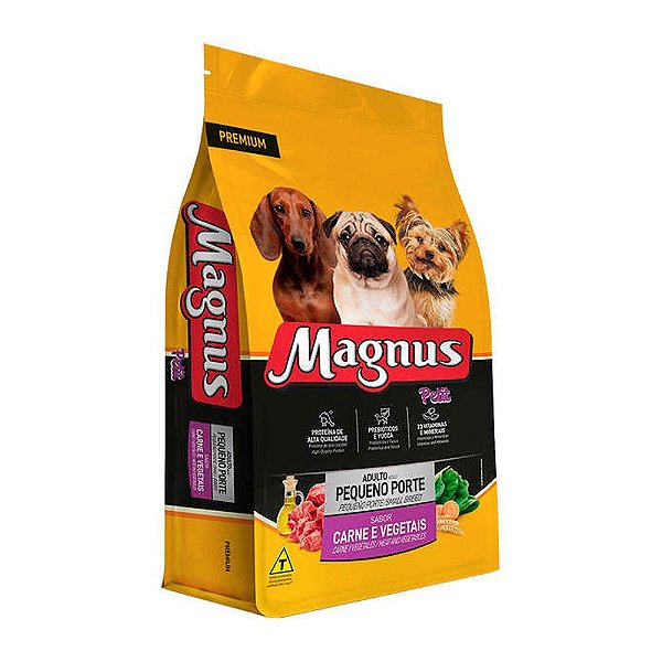 Magnus Petit para Cães Adultos de Pequeno Porte sabor Carne e Vegetais 1kg