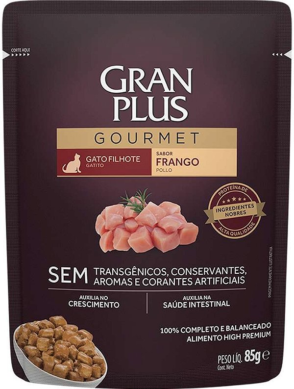 Ração Úmida para Gatos Gran Plus Gourmet Sache Filhote Frango 85g