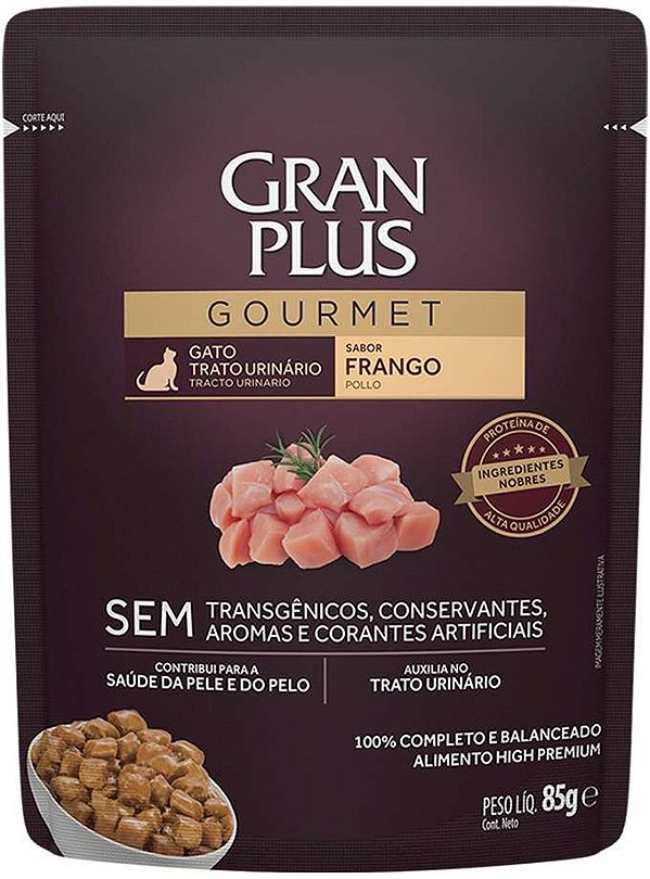 Ração Úmida para Gatos Gran Plus Gourmet Sache Trato Urinário Frango 85g