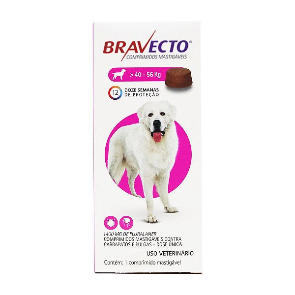 Antipulgas e Carrapatos Bravecto Comprimido para Cães de 40 a 56kg