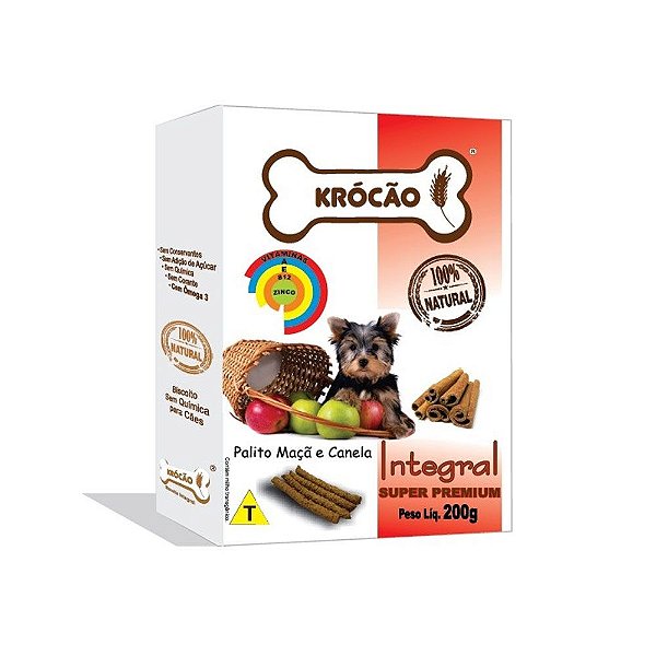 Krocão Biscoito Integral Palito sabor Maçã e Canela 200g