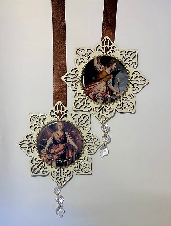 Escapulário de porta - São Gabriel e São Rafael