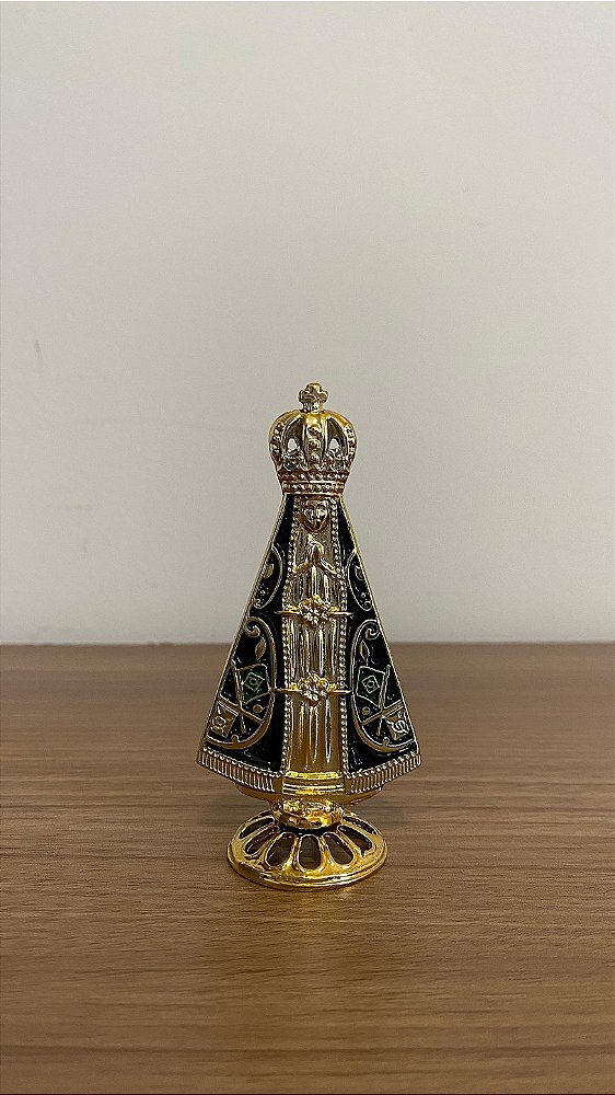 Nossa Senhora Dupla Face 9cm Dourada Metal