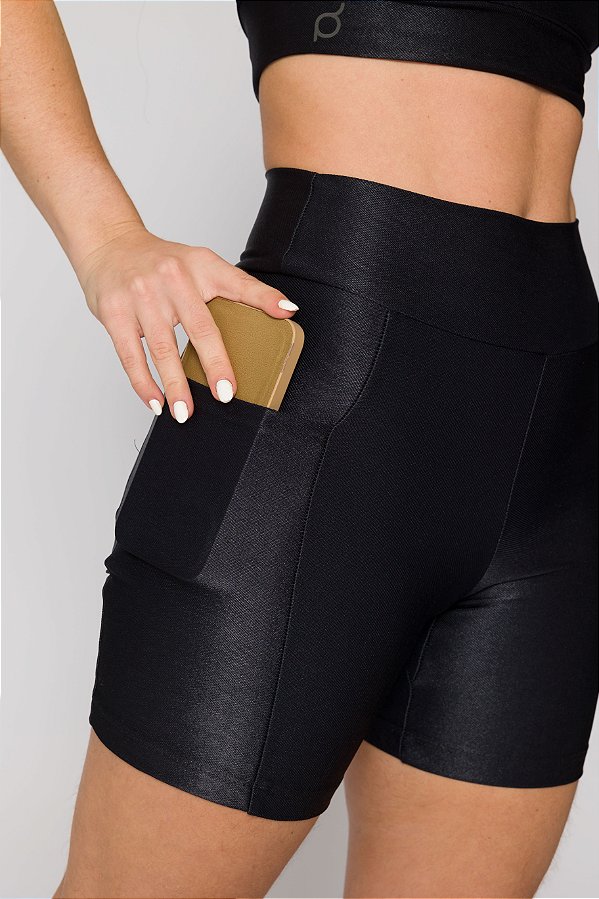 Short Biker Shine com Bolso