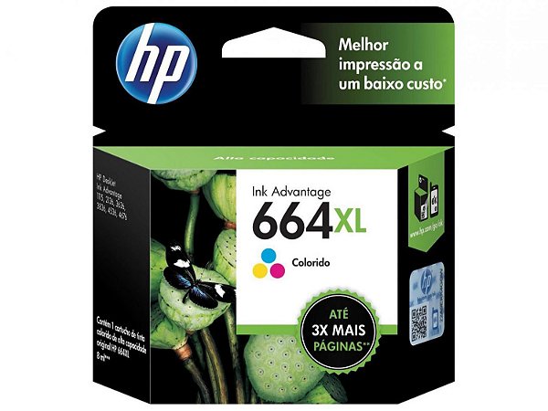 Cartucho HP 664 XL Colorido Original F6V30AB
