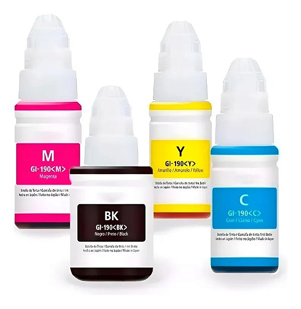 Kit 4 Tintas Original Gl-190 Impressora G2100, G1100, G3100, G3102, G4100,G3110,G3111,G4110,G4111