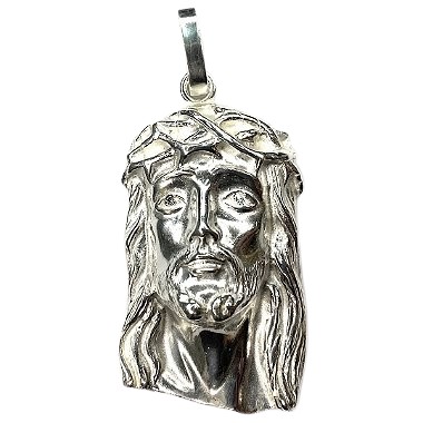 Pingente Face de Cristo Grande - Prata 925