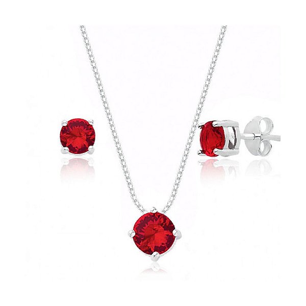 Conjunto Colar e brincos Ponto de Luz - Prata 925