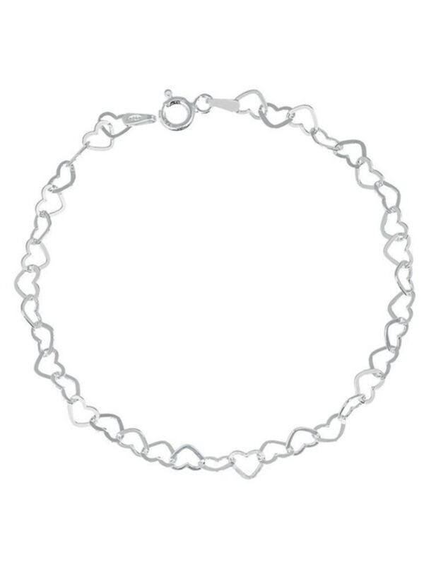 Pulseira elo Corações - Prata 925