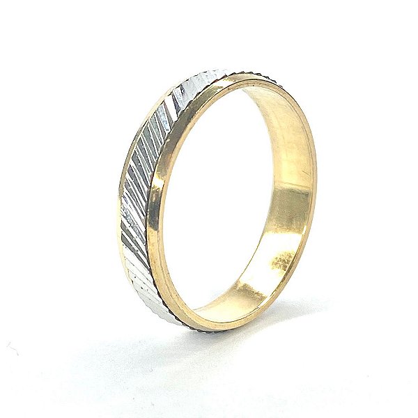 Par de Alianças Bodas Armênia 5 mm - Ouro Amarelo e Branco 18k.