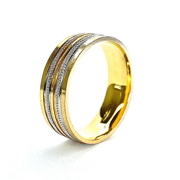Par de Alianças Bodas Argentina 6,5 mm - Ouro 18k