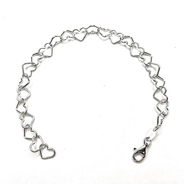 PULSEIRA ELO CORAÇÕES - PRATA 925
