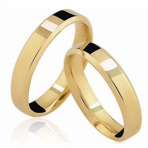 Par de Alianças 4MM Romenia - Ouro 18K