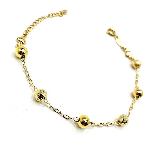 PULSEIRA ESFERAS BANHADA A OURO