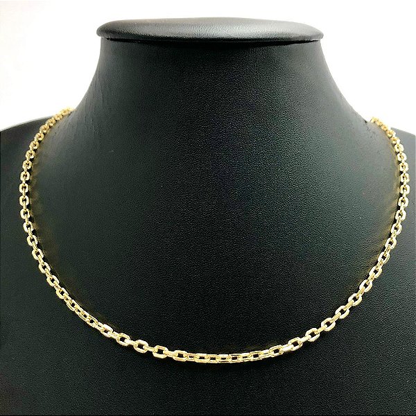 Corrente Elo Cadeado 3mm - Banhada a Ouro 18k