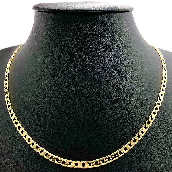 Corrente elo 1X1 -  4MM  - Banhada A Ouro 18k