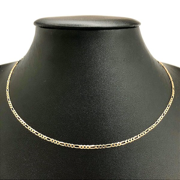 Corrente Elo 3X1 2mm - Banhada a Ouro 18k