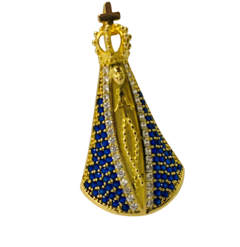 Pingente Cravejado Nossa Senhora Aparecida - Ouro 18k