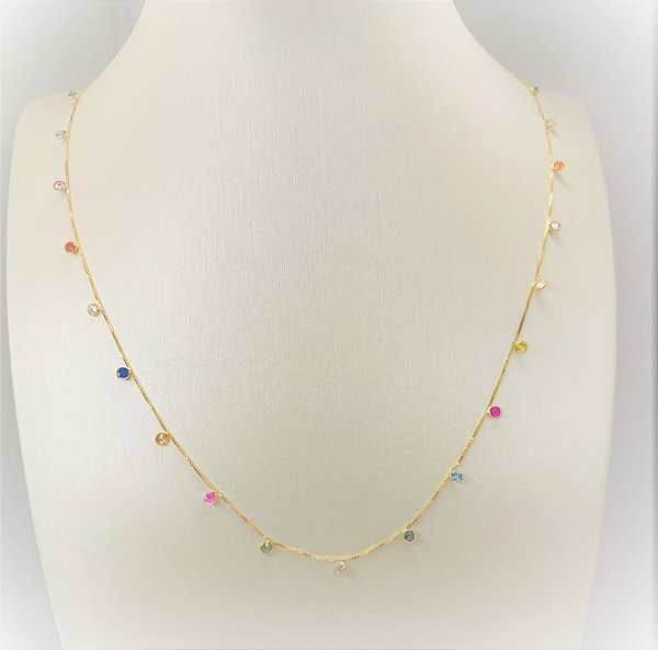 Colar com Pedras 45 cm - Ouro 18k