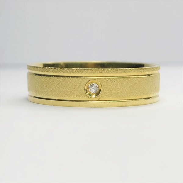 Par de Alianças 5mm com Pedra de Zircônia - Camboja - Ouro 18k